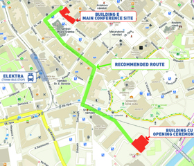 Route from Building E to Building CU